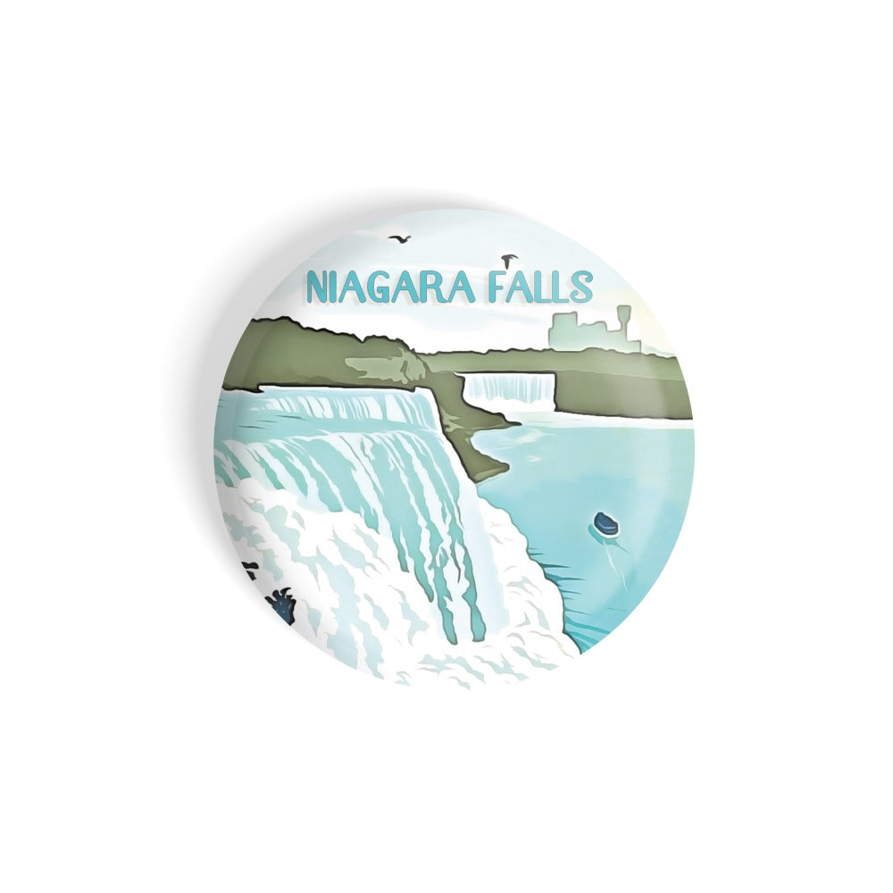 dhcrafts Round Fridge Magnet Multicolor Niagara Falls D1 Glossy Finish Design Pack of 1 (58 mm)